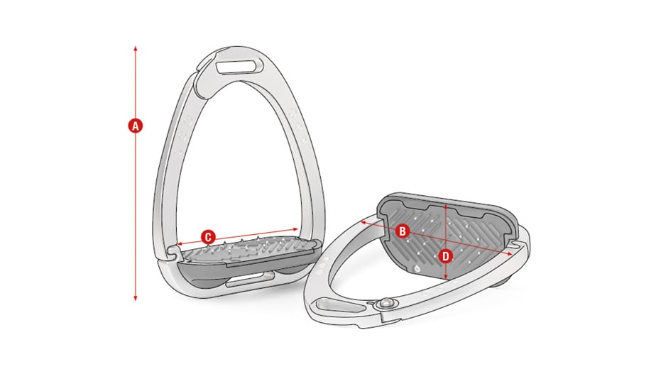LeMieux Vector Control Stirrups measurement diagram