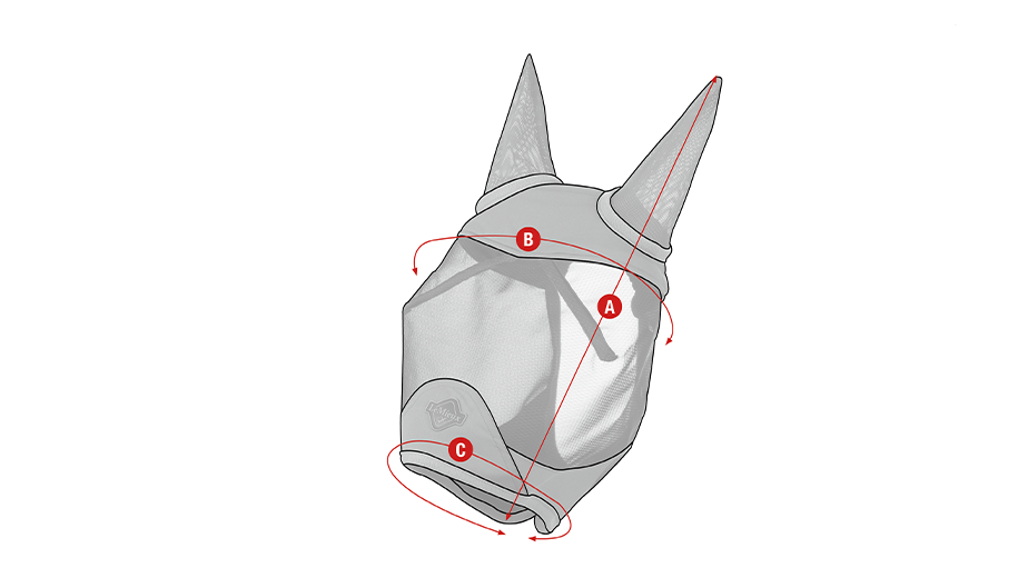 LeMieux Visor-Tek Half Fly Mask measurement diagram