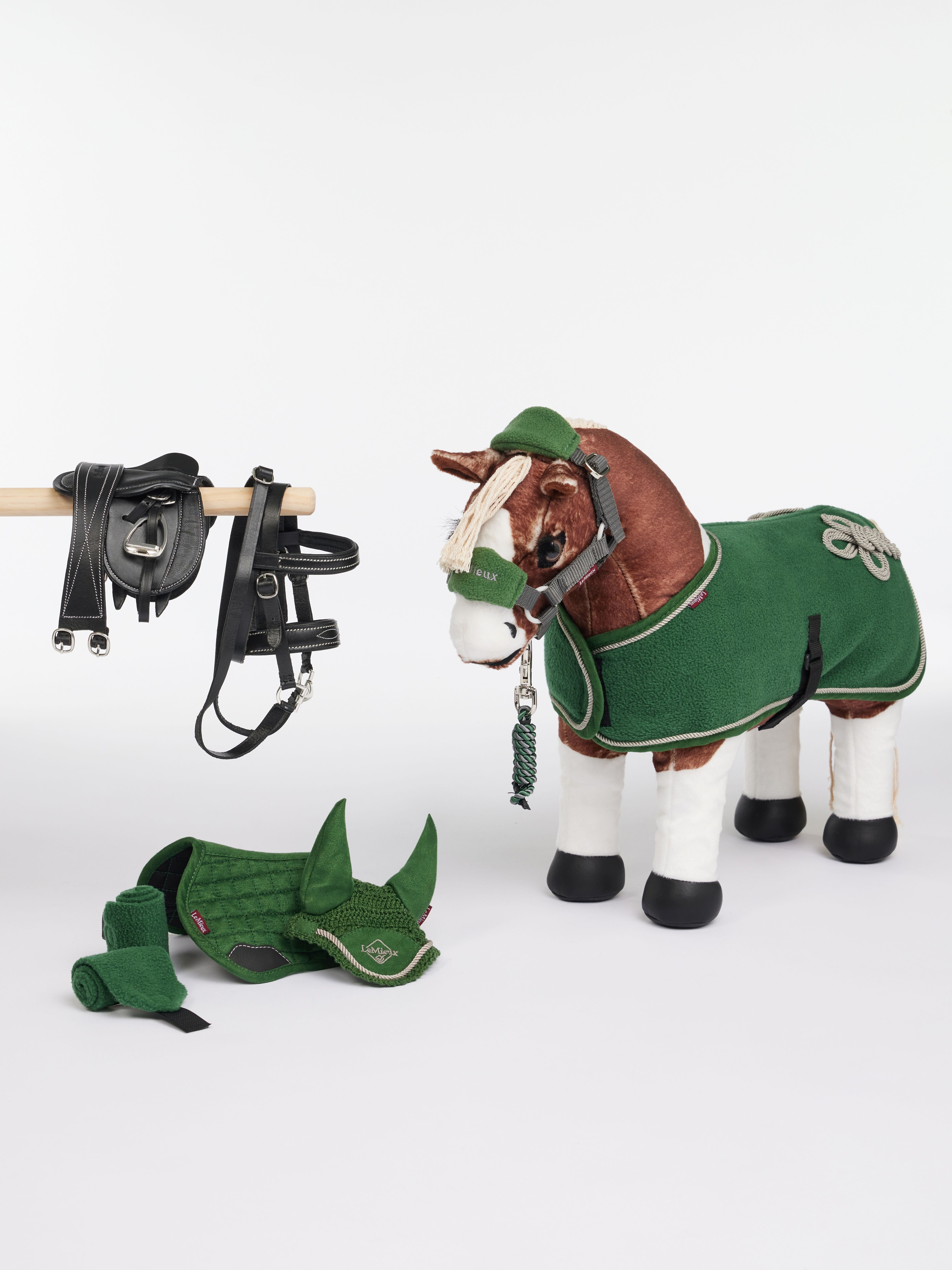 Set D'équitation Lemieux Poney Sam Gris : Bride, Selle, Bandages, Coussin, Capot