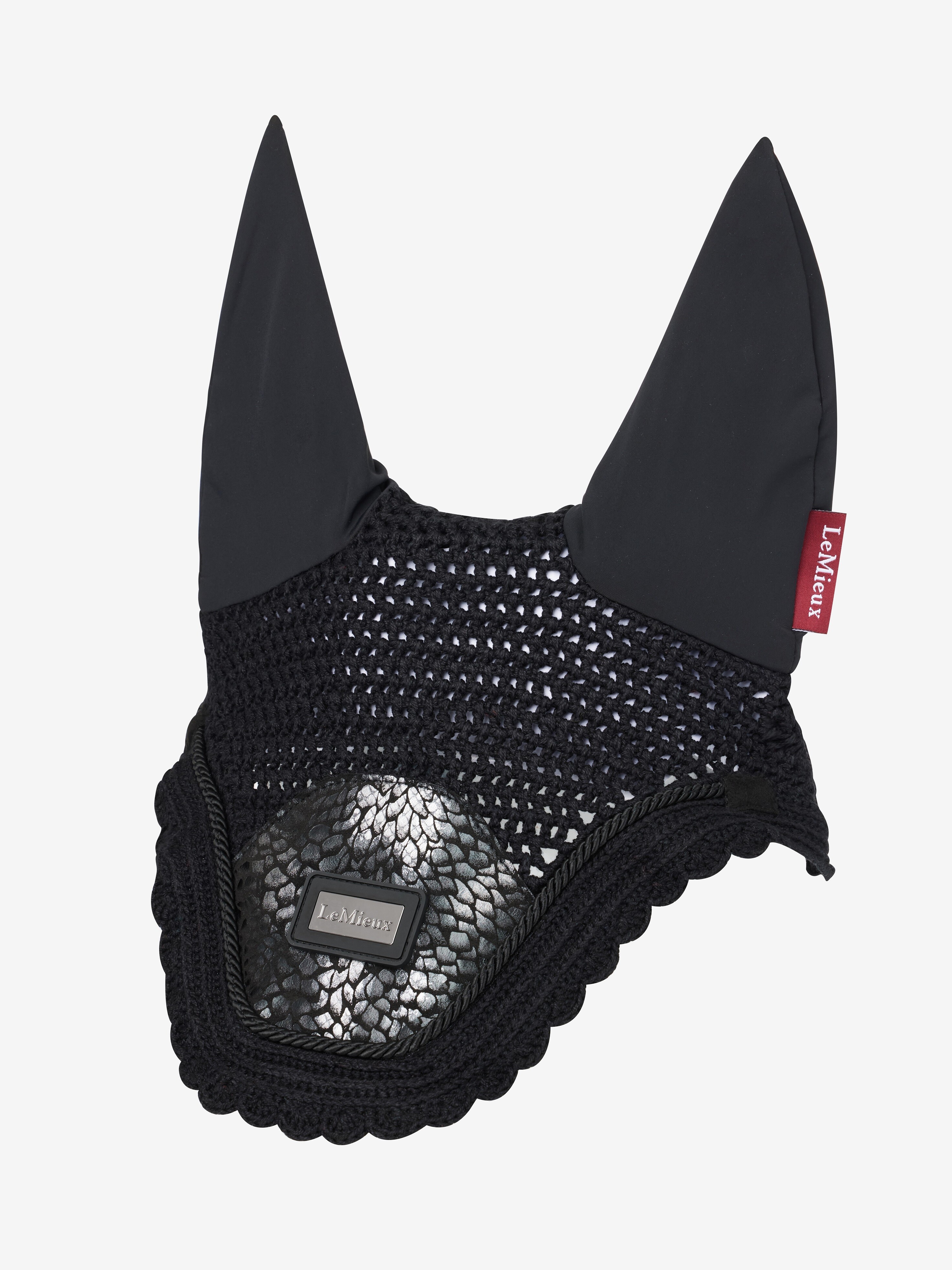 thumbnail image 2 of Rhinegold Diamante Fly Hood / Noise Muffler – Breathable Cotton Rich, Crystal Detail 2 of 6