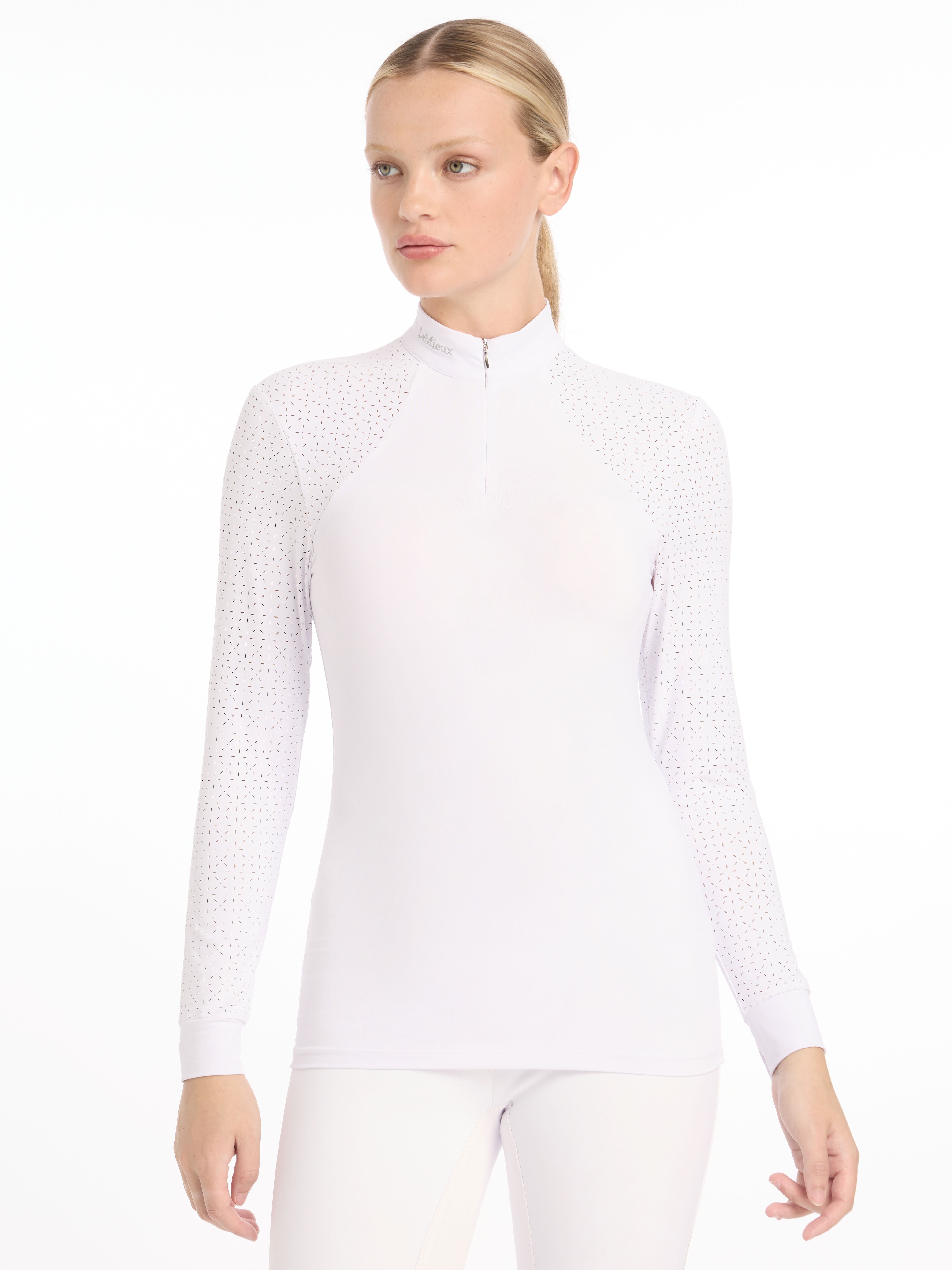 Short Pleated Roped Bridles on White Long Sleeve Show Shirt