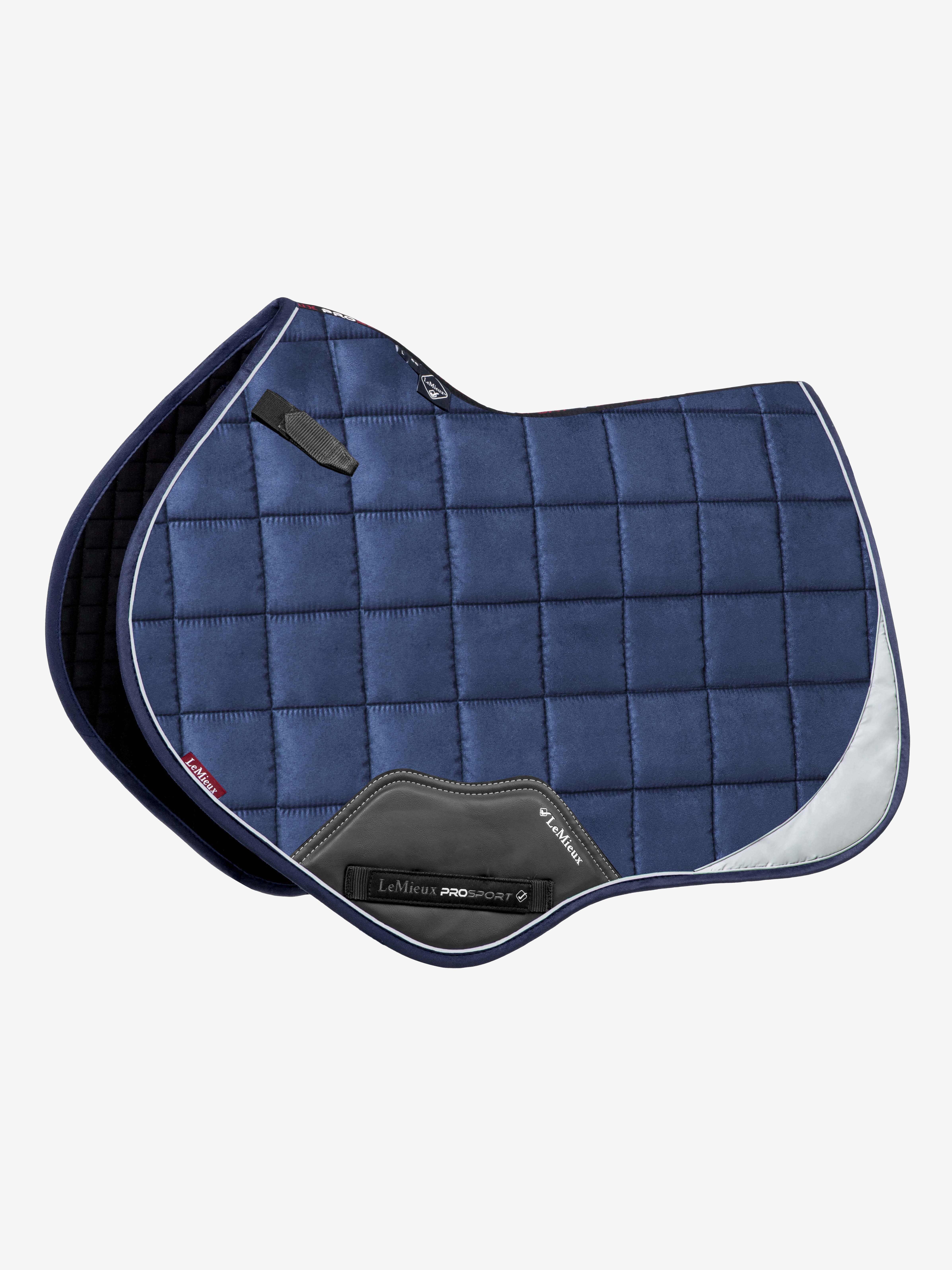 Suede Close Contact Square Reflective Navy Saddle Pads