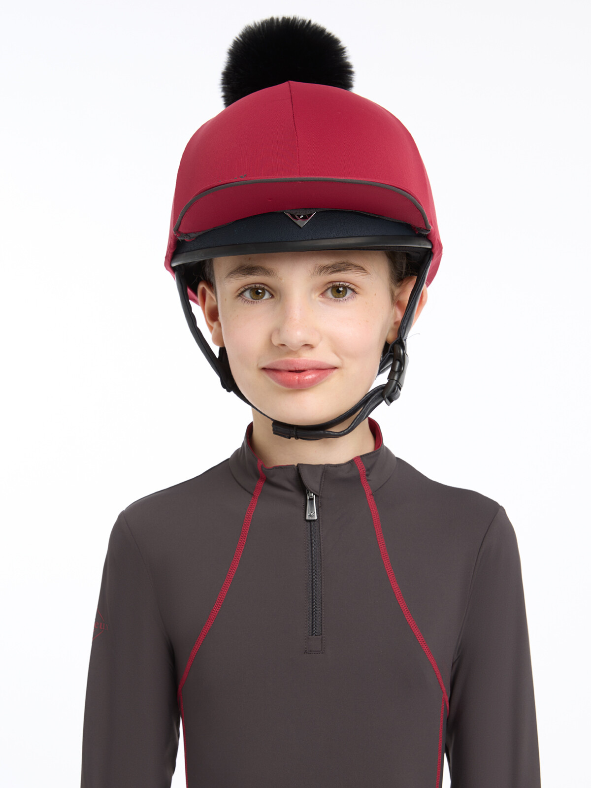 LeMieux Cappello Per Sella Pippa Seta - Colore Ember, Elastico 360° E Pompon Staccabile, Autunno/Inverno 2024