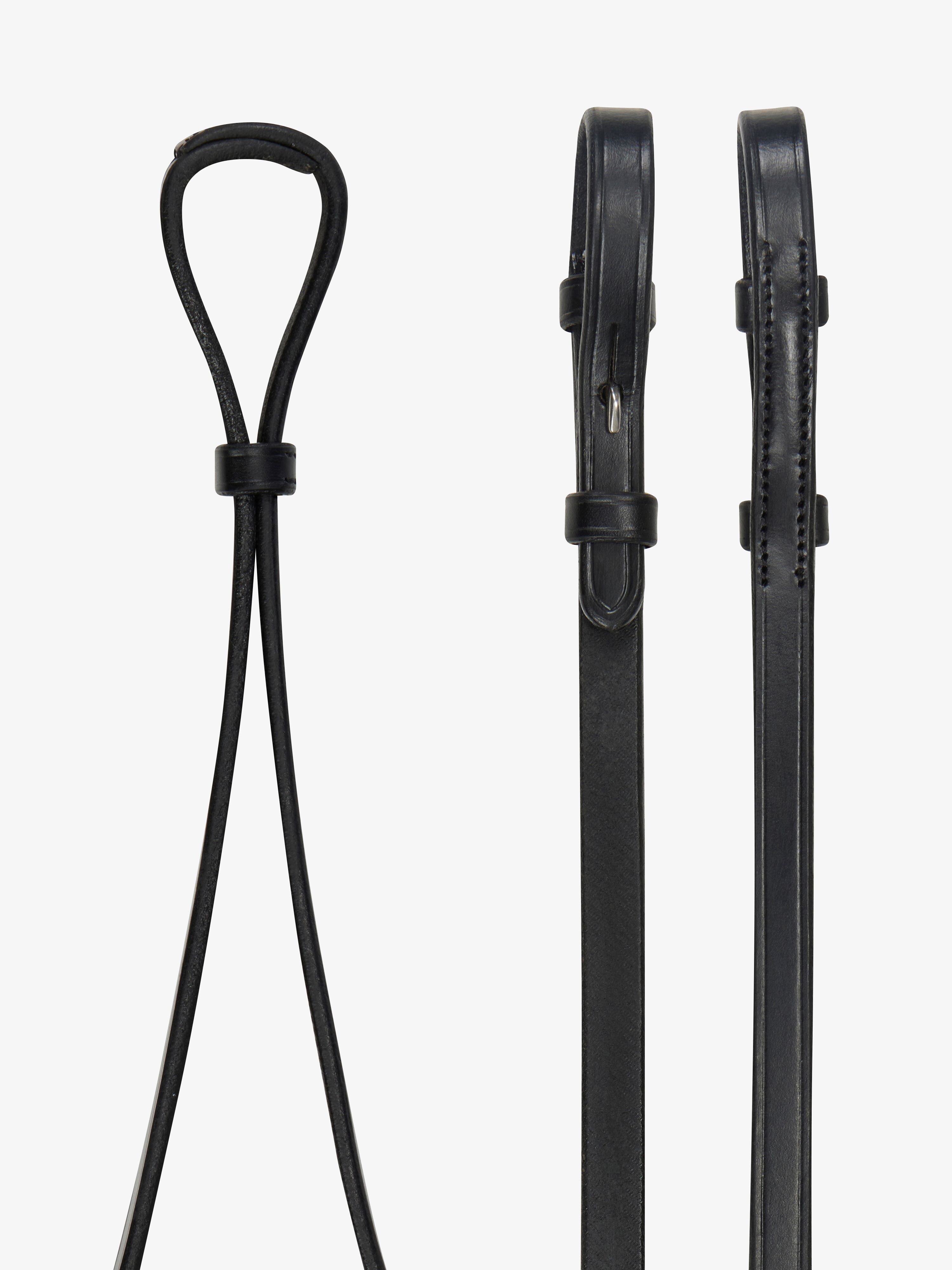 Curb Rein Black/Silver Horse