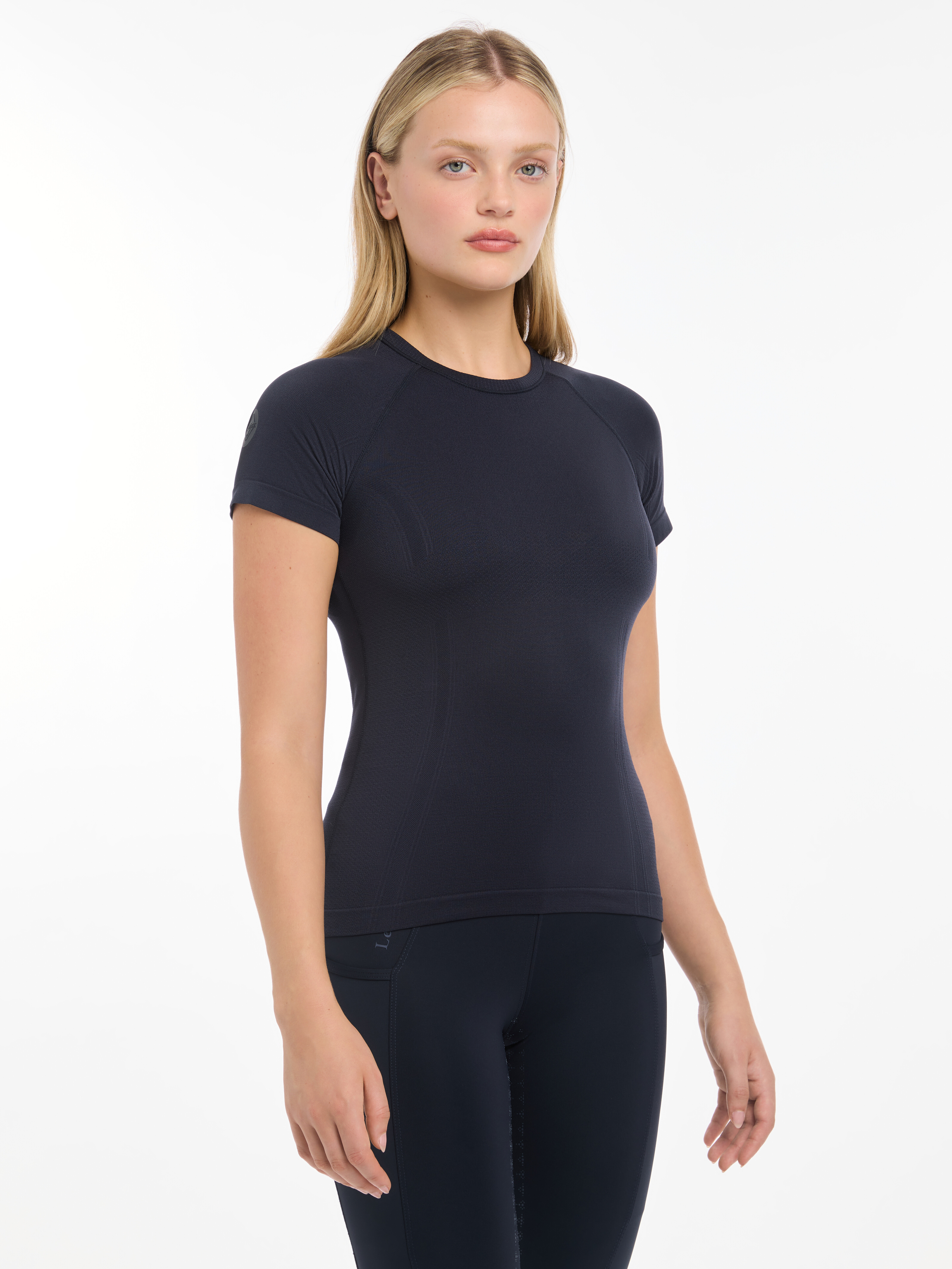 Britney Seamless Short Sleeve Top Navy Clothing