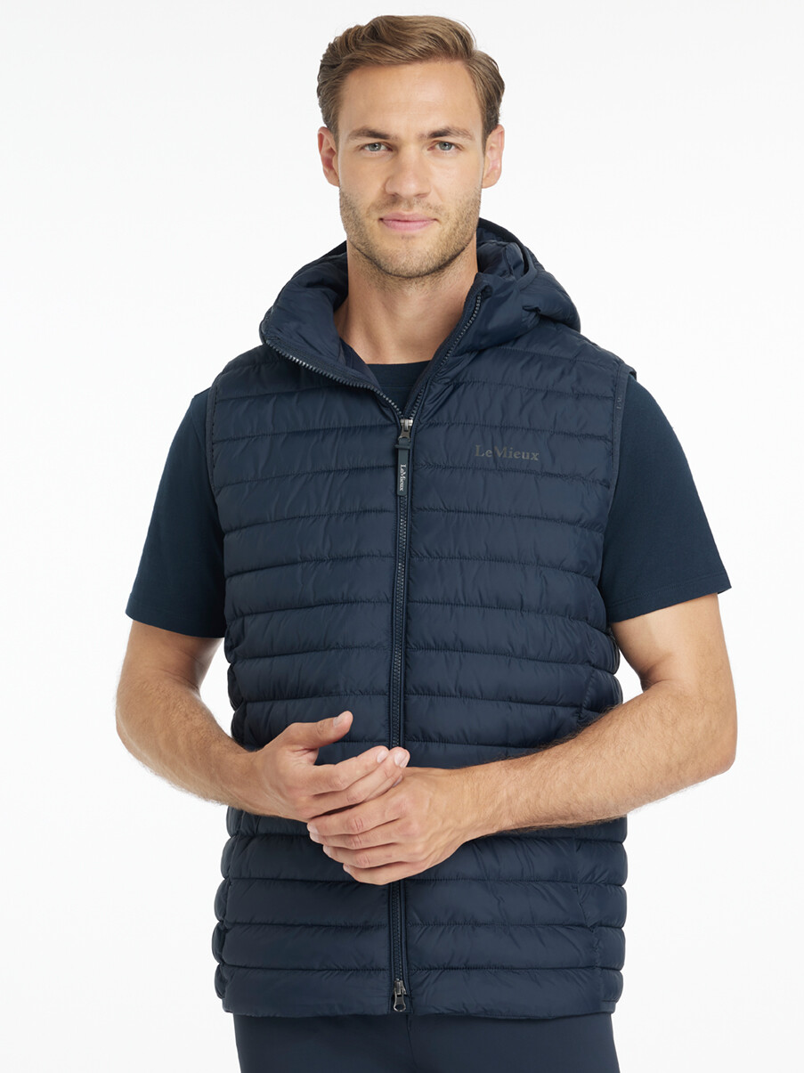 Mens Hooded Puffer Gilet Navy Clothing