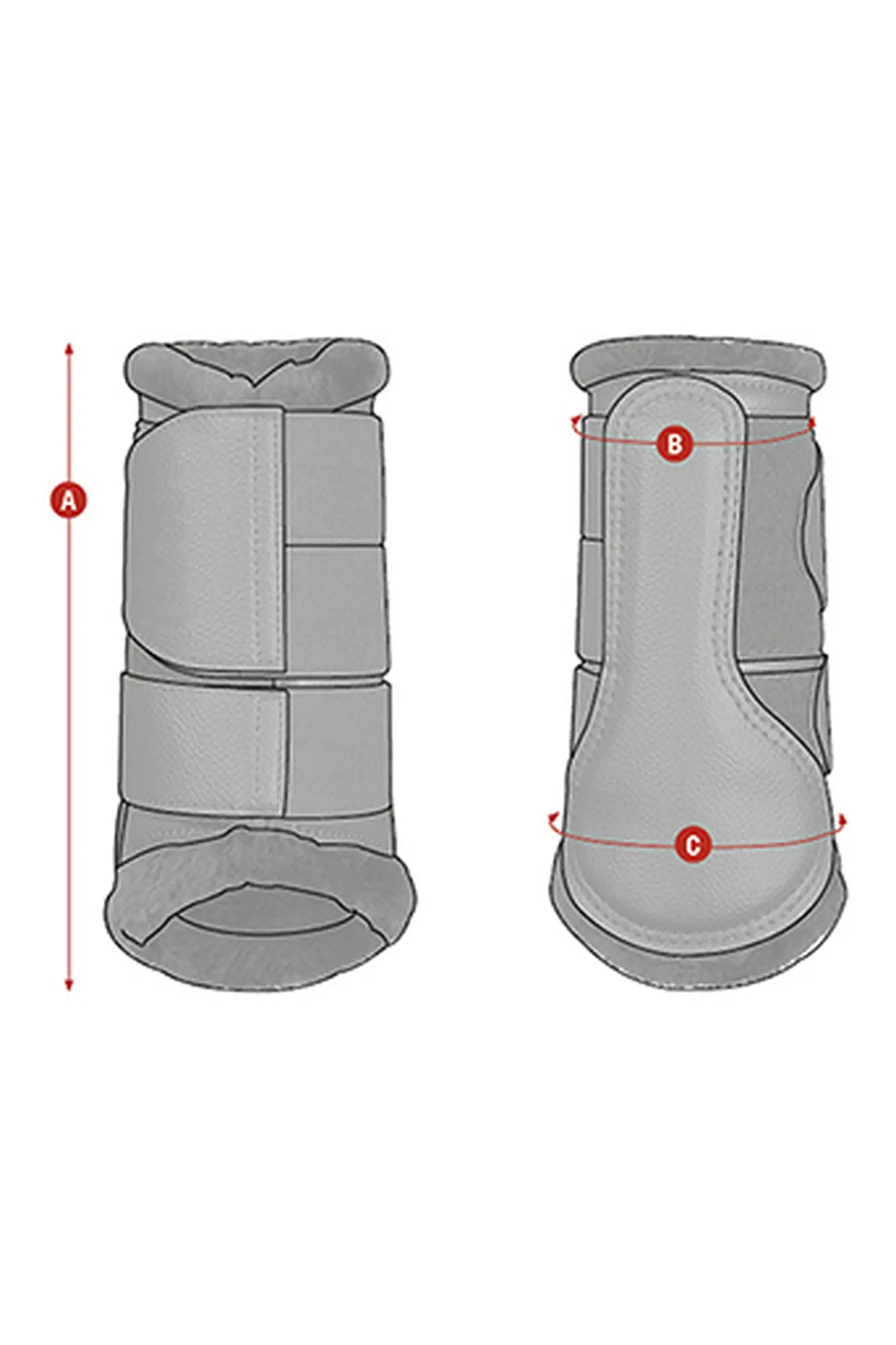 LeMieux Brilliance Fleeced Edge Brushing Boots measurement diagram