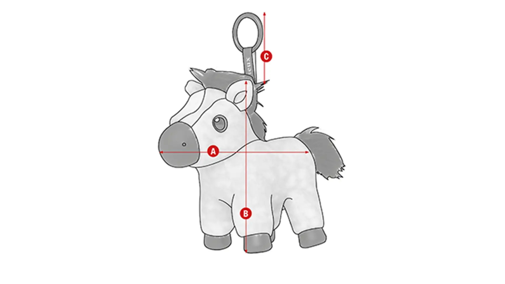 LeMieux Mini Toy Pony Key Chain size guide diagram
