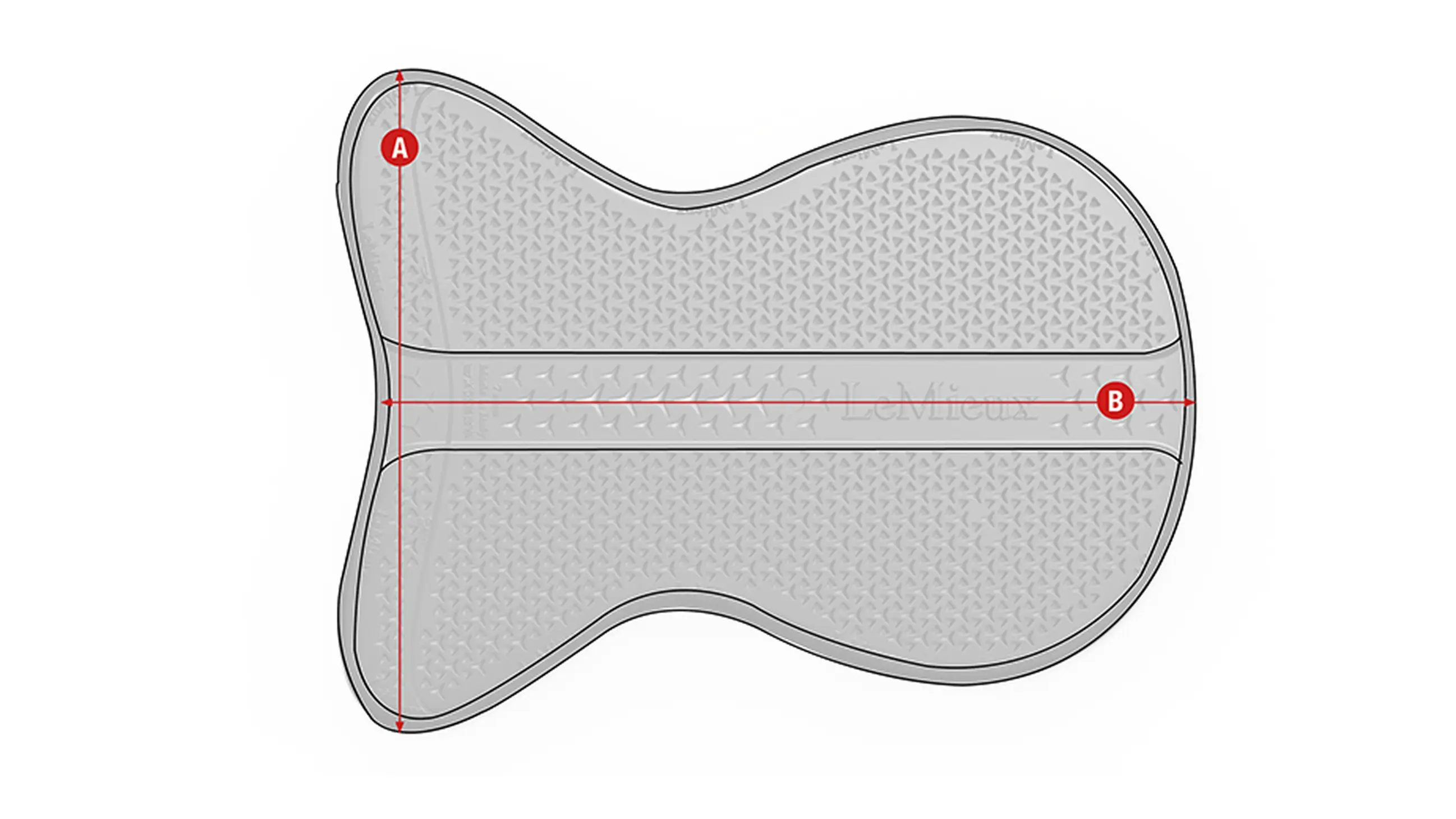 LeMieux Gel-Tek Shaped Vegan-Wool Half Pad measurement diagram