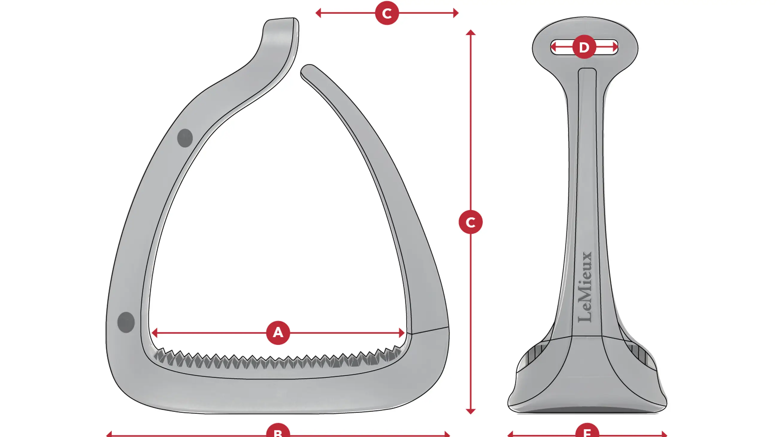 LeMieux VectorFlex Stirrups measurement diagram