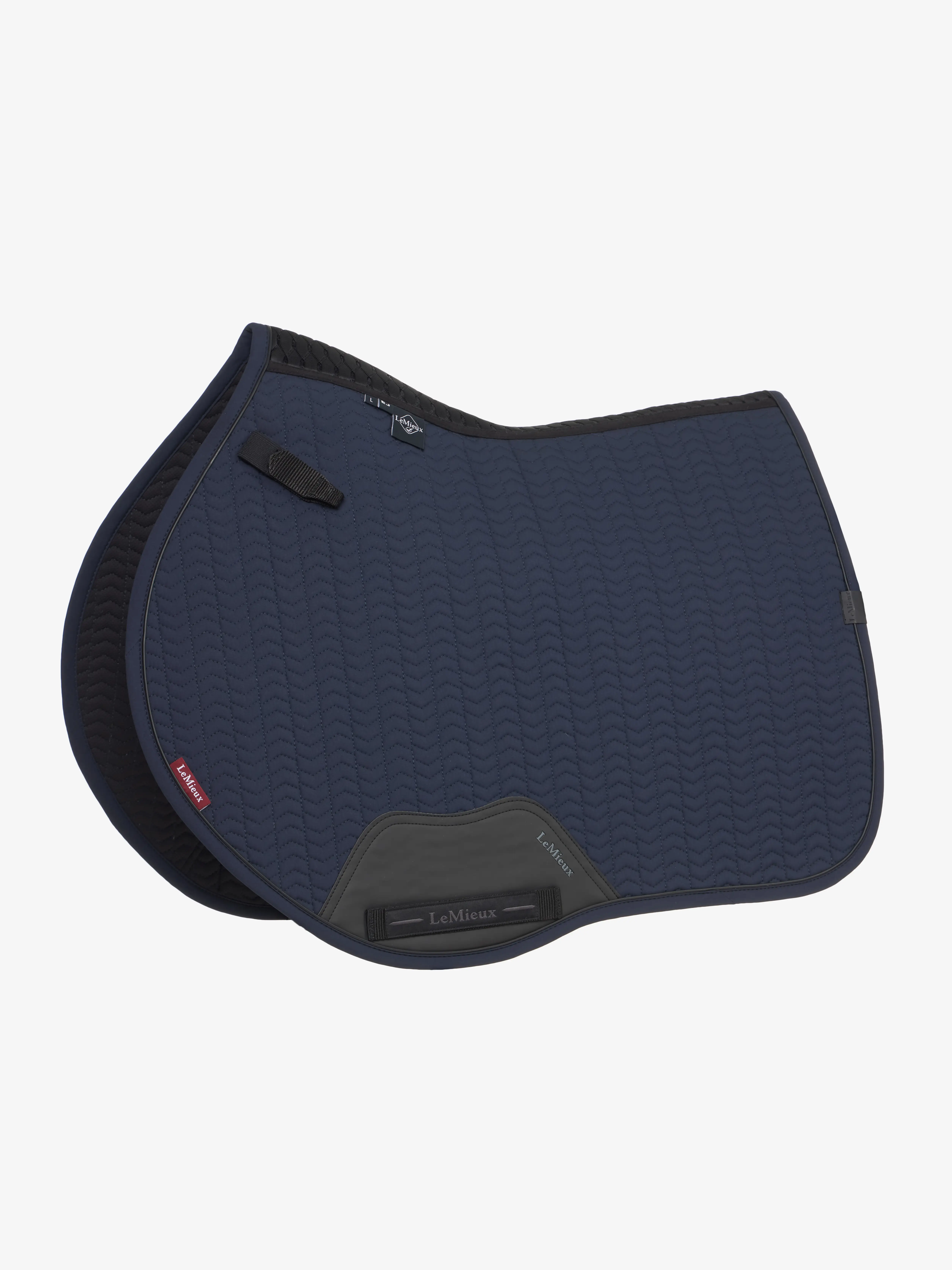 Tapis De Selle LeMieux EuroJump – Carré Bleu – Taille Full – Daim – COMPLET