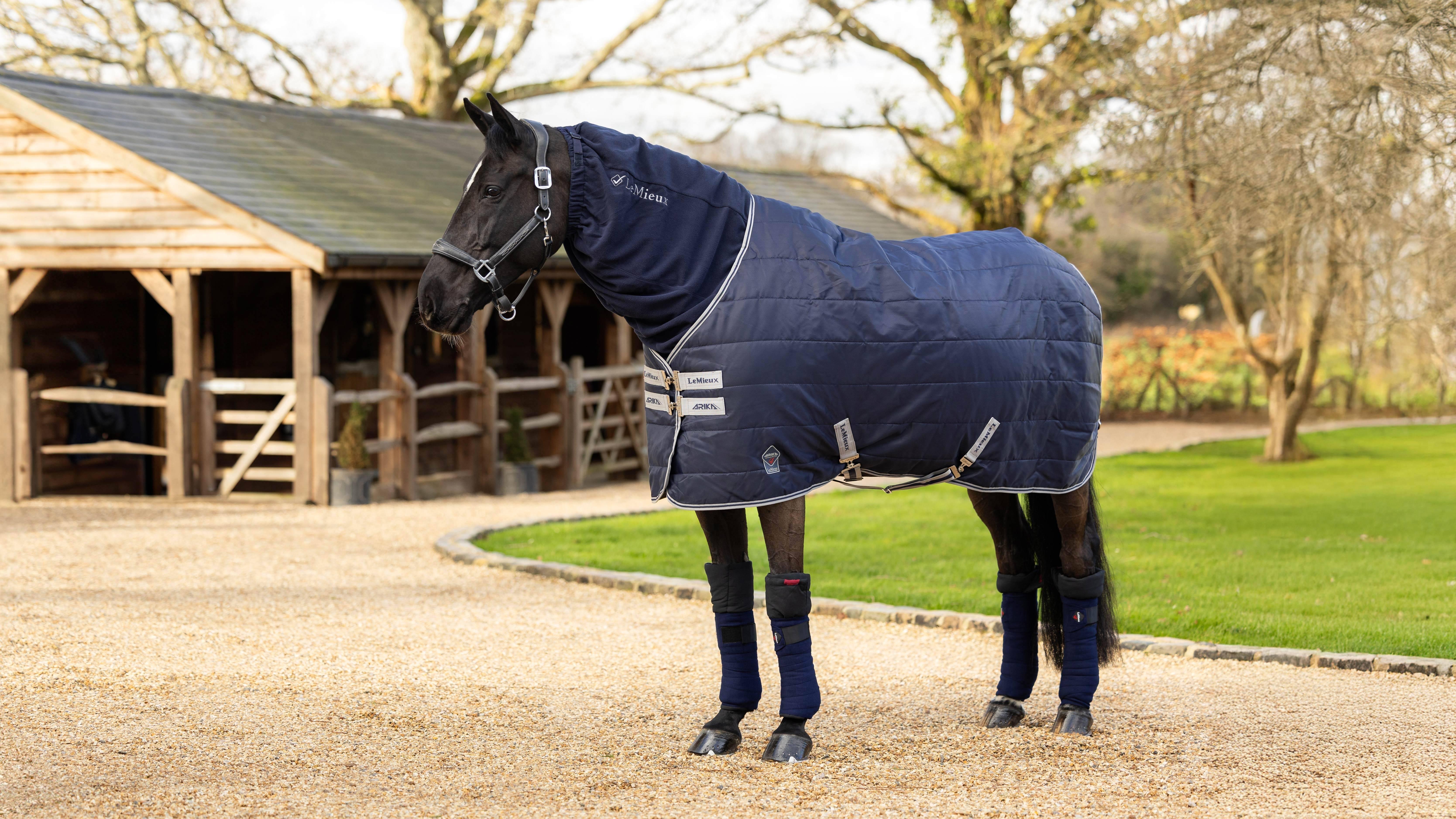 Arika Fleece Hood Navy Horse