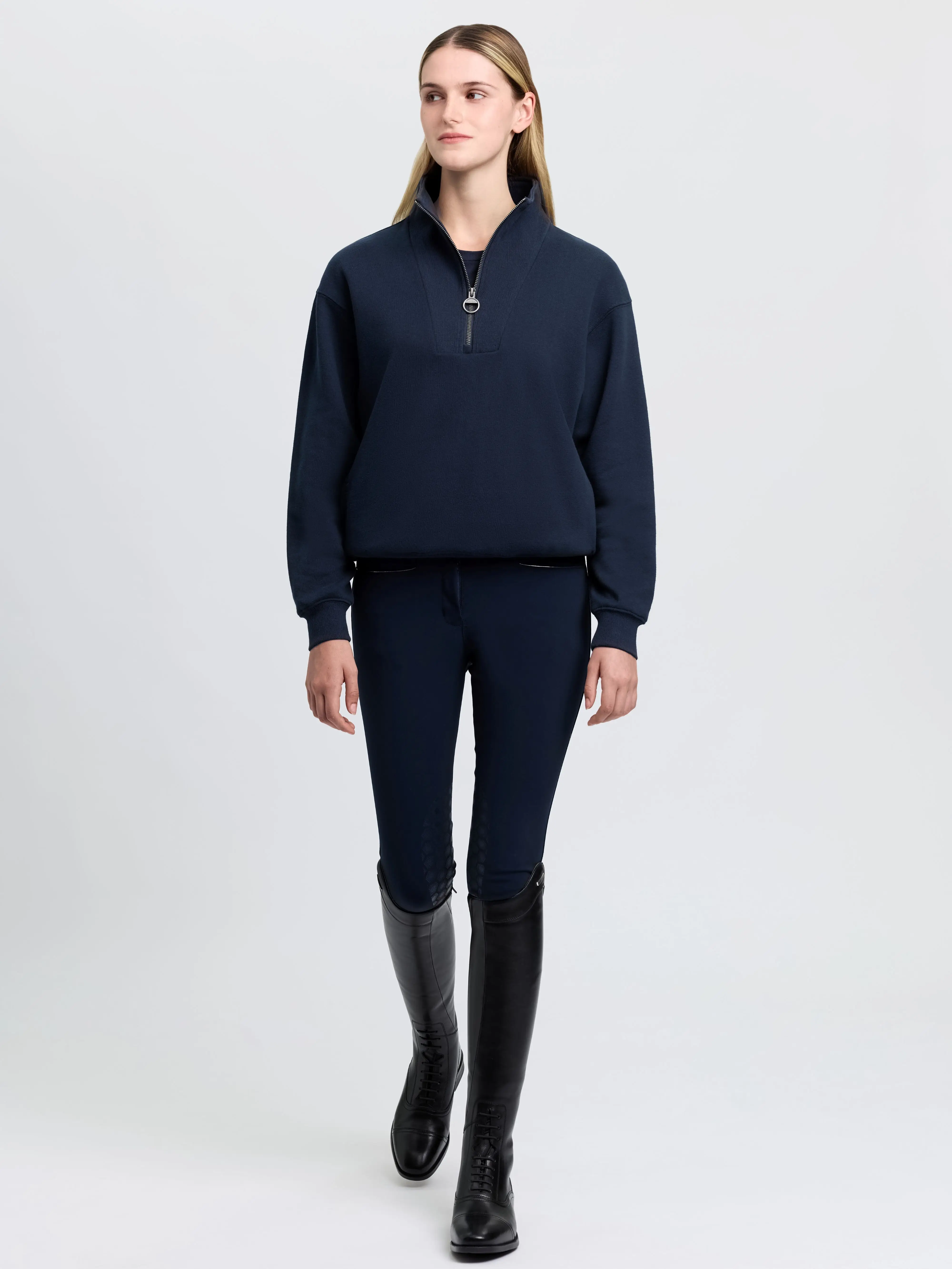 Keira Quarter Neck Sweat Navy Clothing