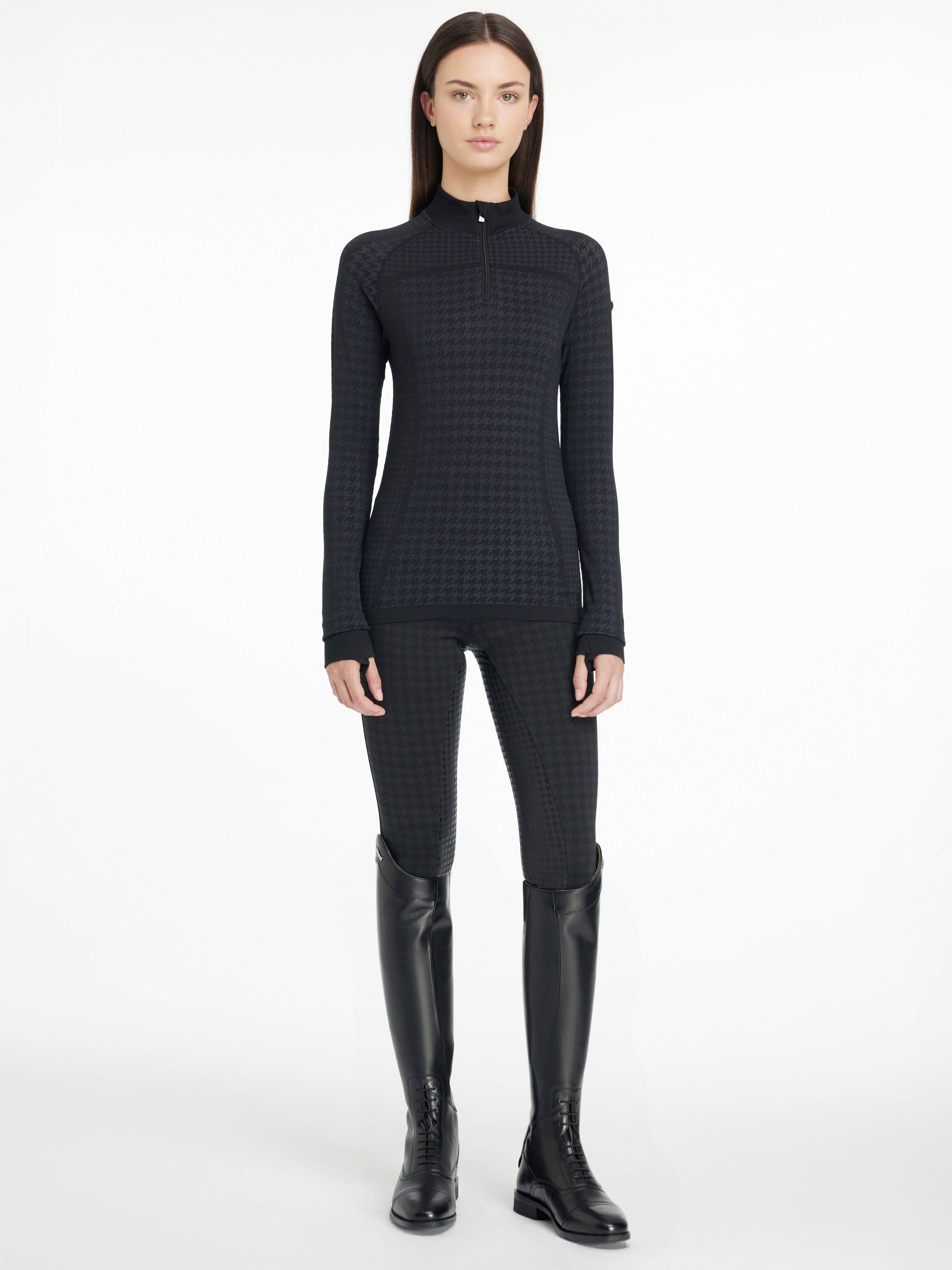 Aspen Houndstooth Quarter Zip Top Clothing