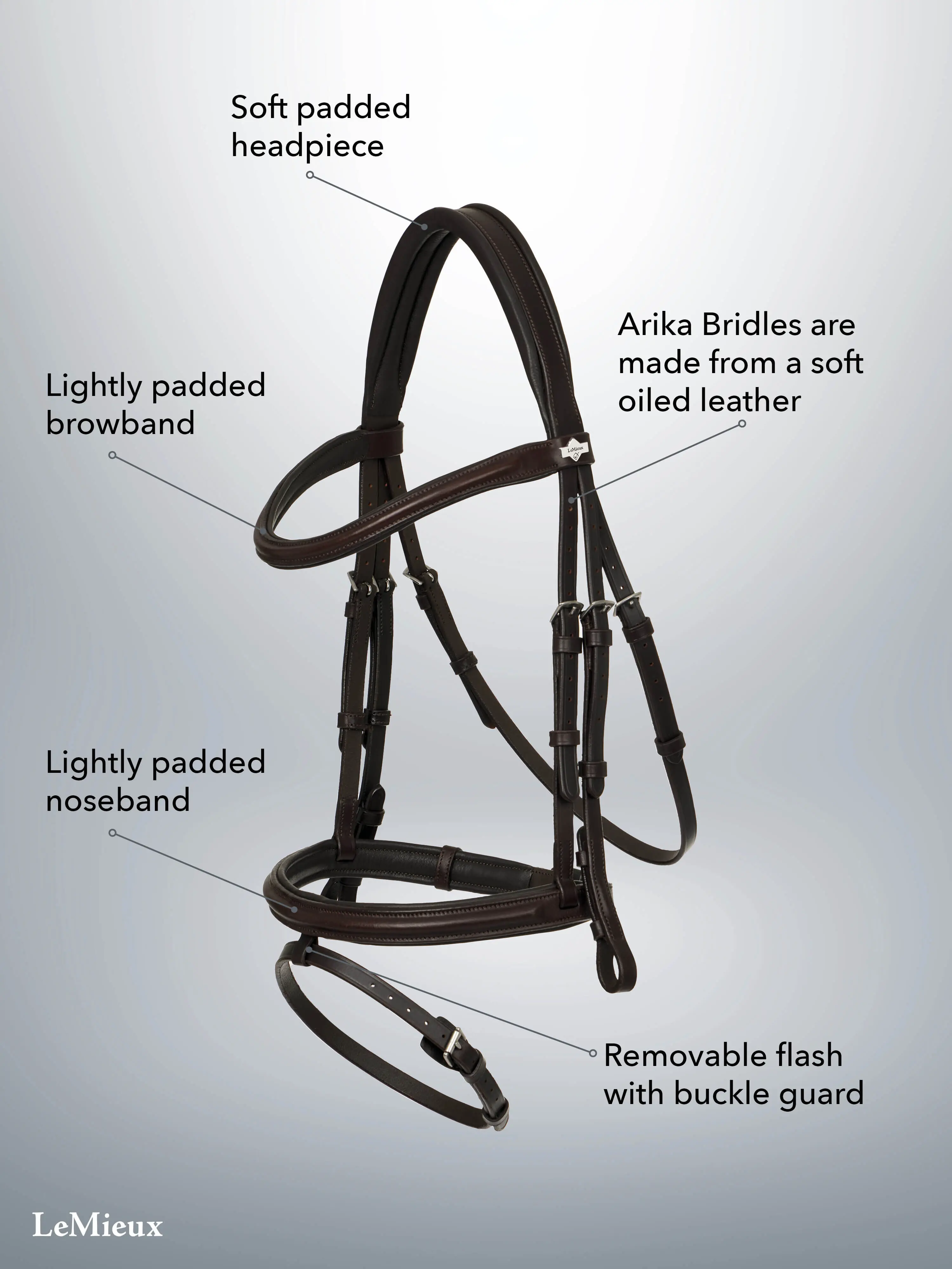Arika Flash Bridle Brown/Silver Horse